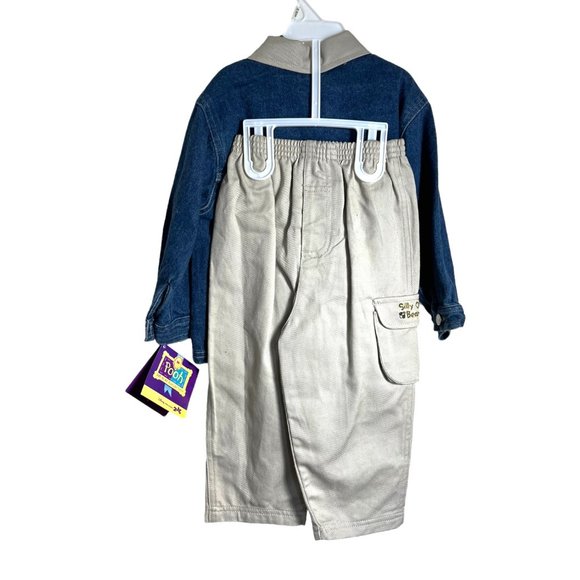 NWT The Disney Store 3-Piece Pooh Pants, Onesie, Jean Jacket Ensemble, Sz 24 MOS - Picture 2 of 7